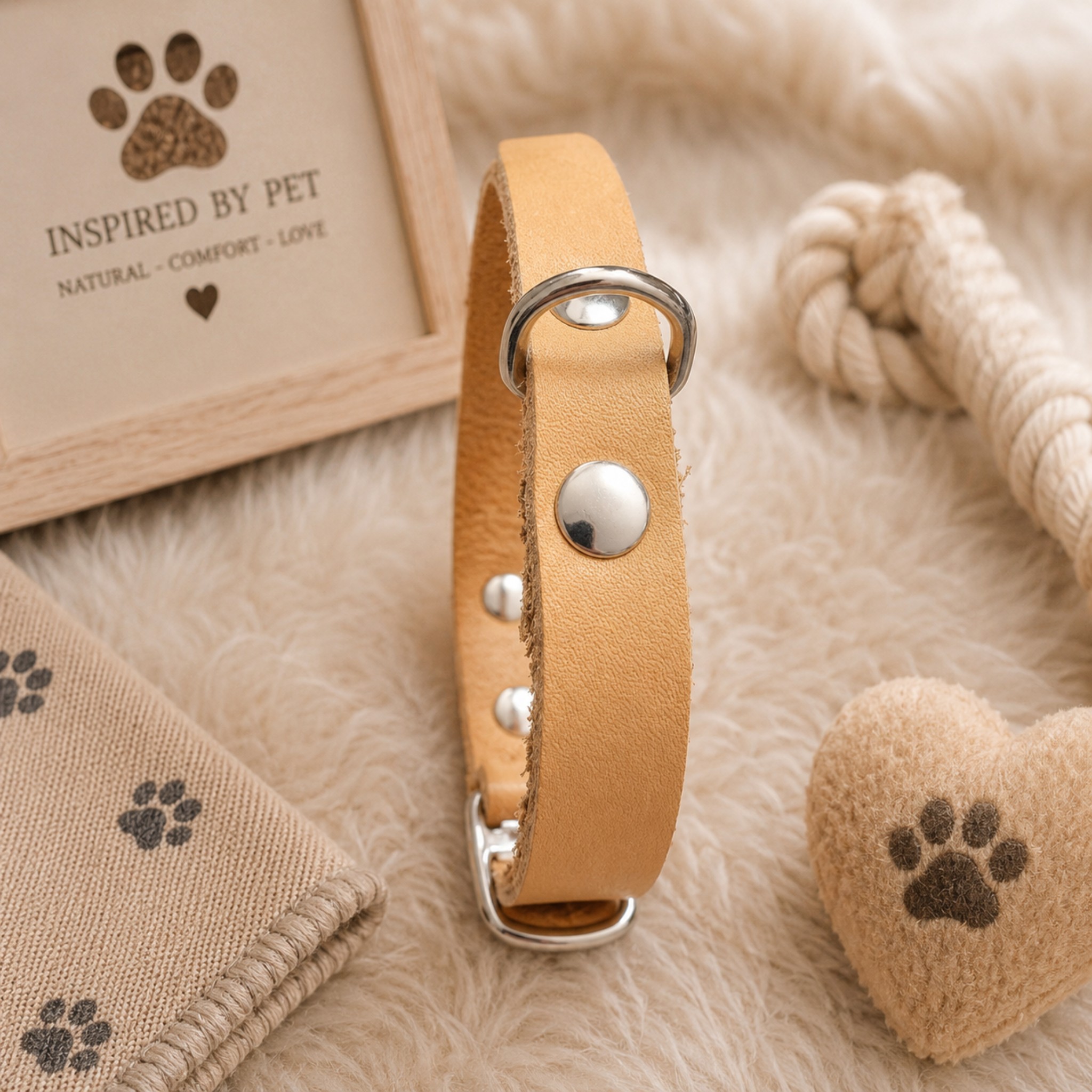 Set Collare e Guinzaglio in Pelle Toscana per Cani